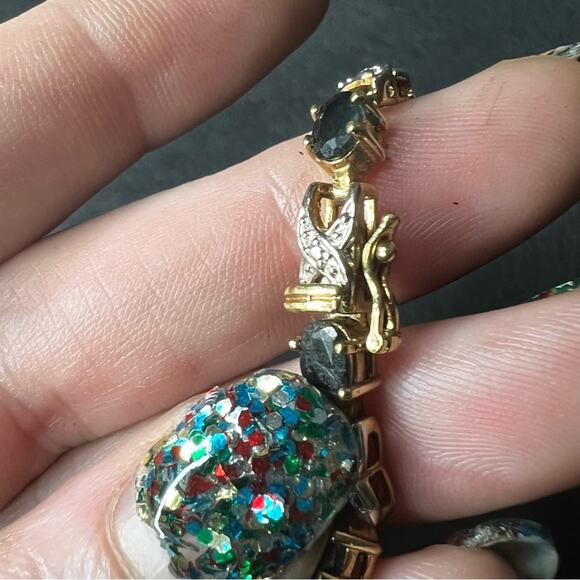 OG Gold Overlay Blue Topaz Gemstone Bracelet - Picture 6 of 8